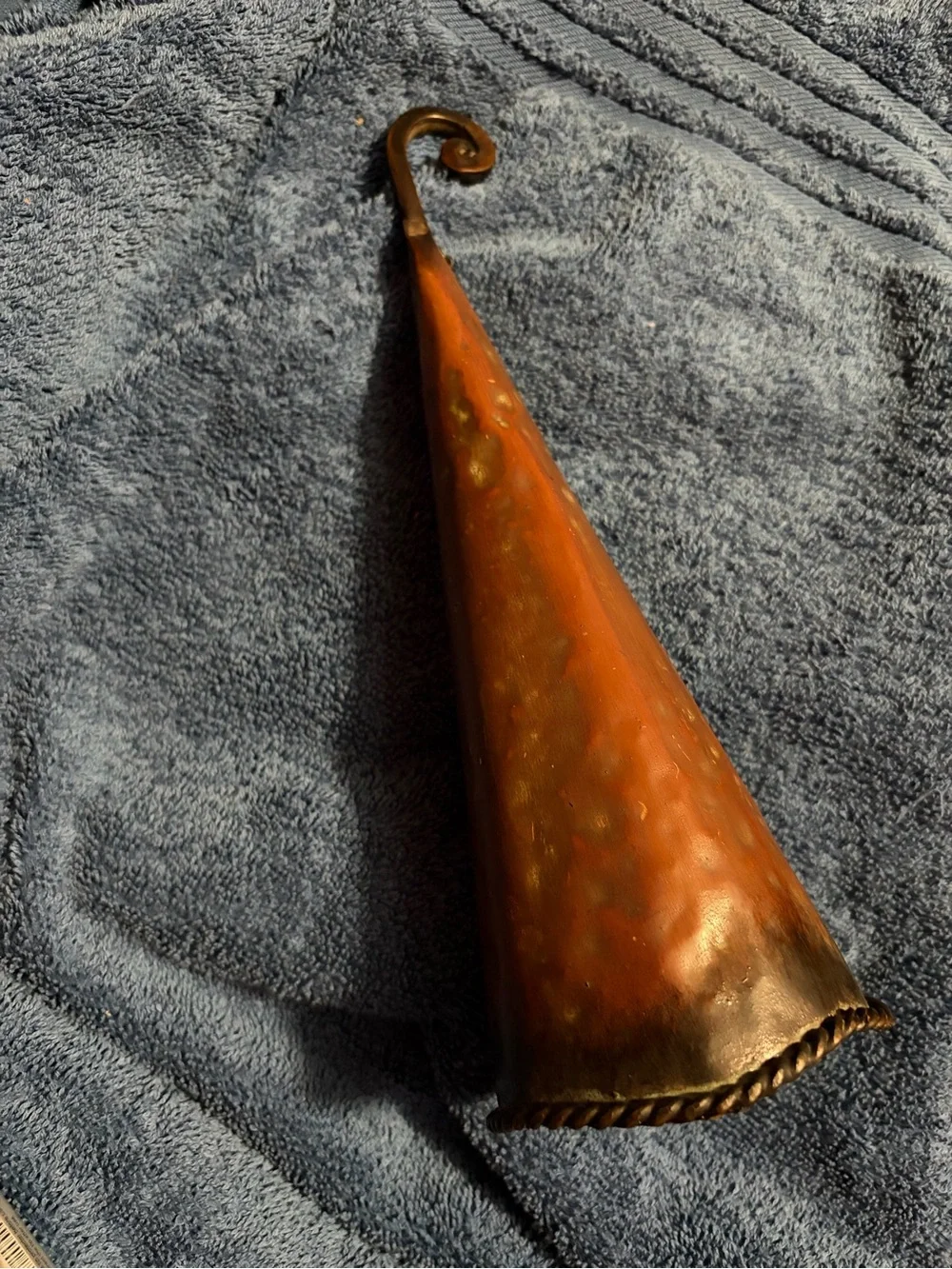 Hand-Hammered Copper Wall Cone Planter - Rustic Copper Finish